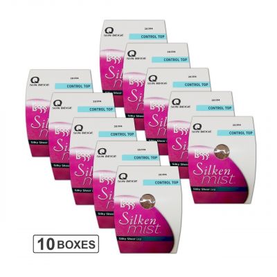 L'eggs Silken Mist Control Top Silky Sheer Leg Sun Beige Size L - Pack of 10